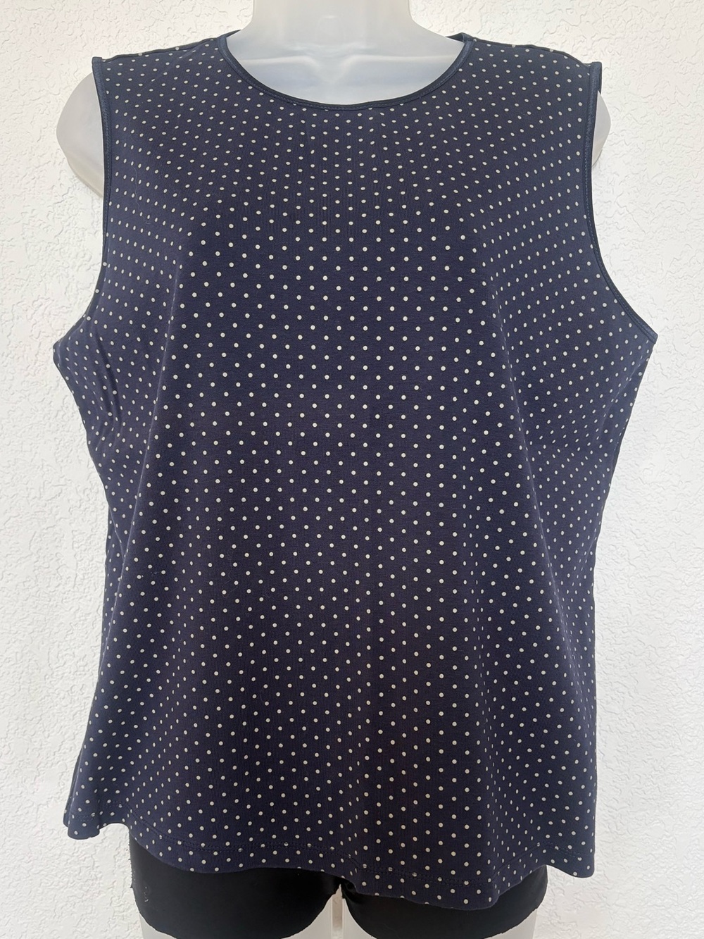 Christopher & Banks Navy Polka Dot Sleeveless Tank